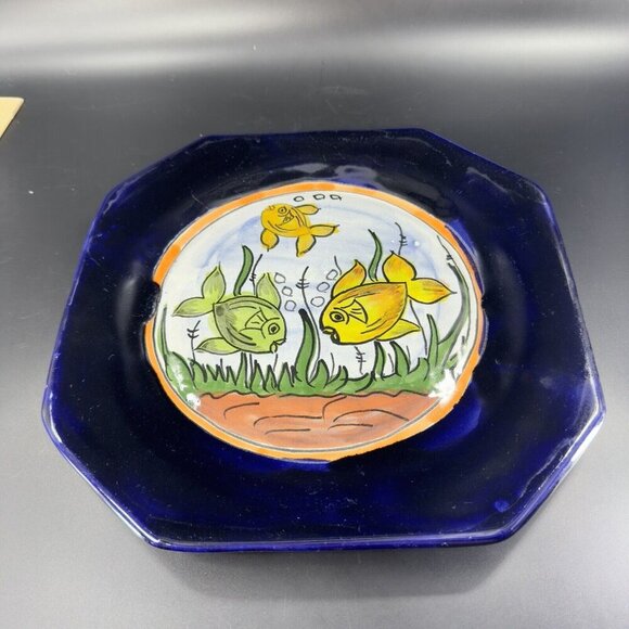 Mexico Folk Art Talavera Pottery Single Dish Plate Hand Painted Fish Hand Made - Picture 14 of 16